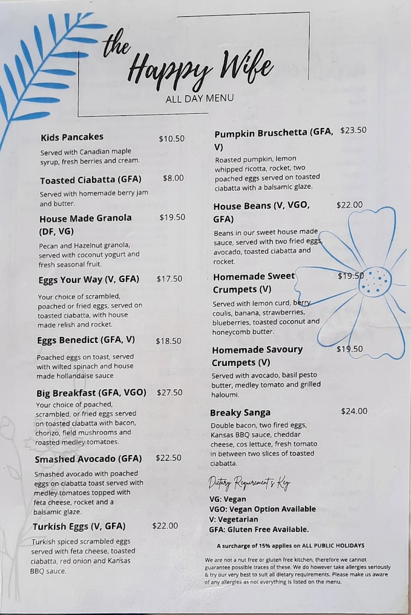Menu, The Happy Wife