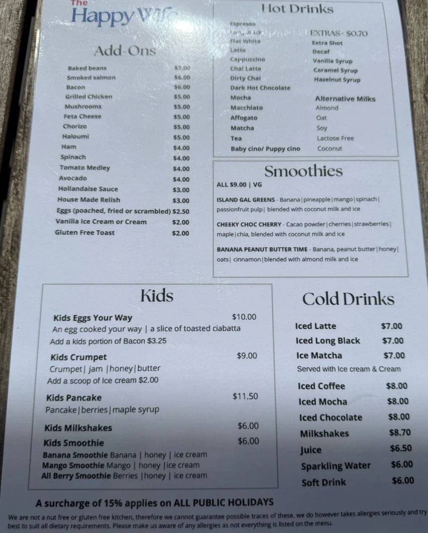 Menu, The Happy Wife