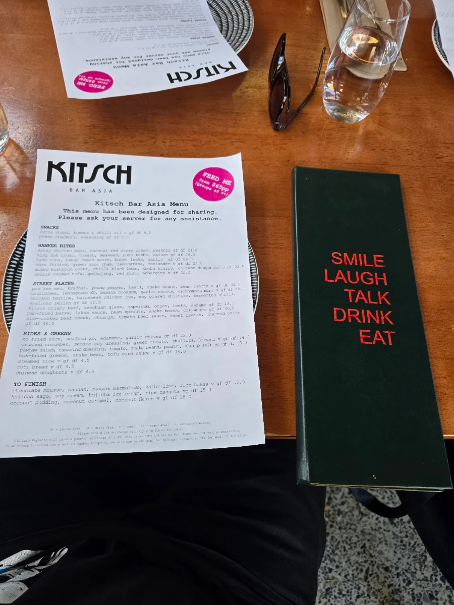 Menu, Kitsch Bar Asia