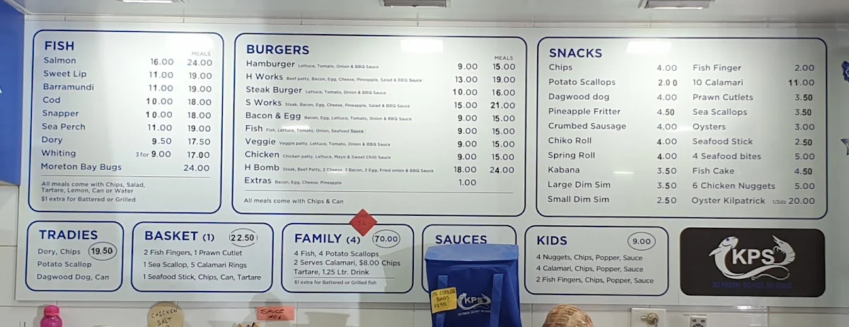 Menu, Kenmore Plaza Seafoods