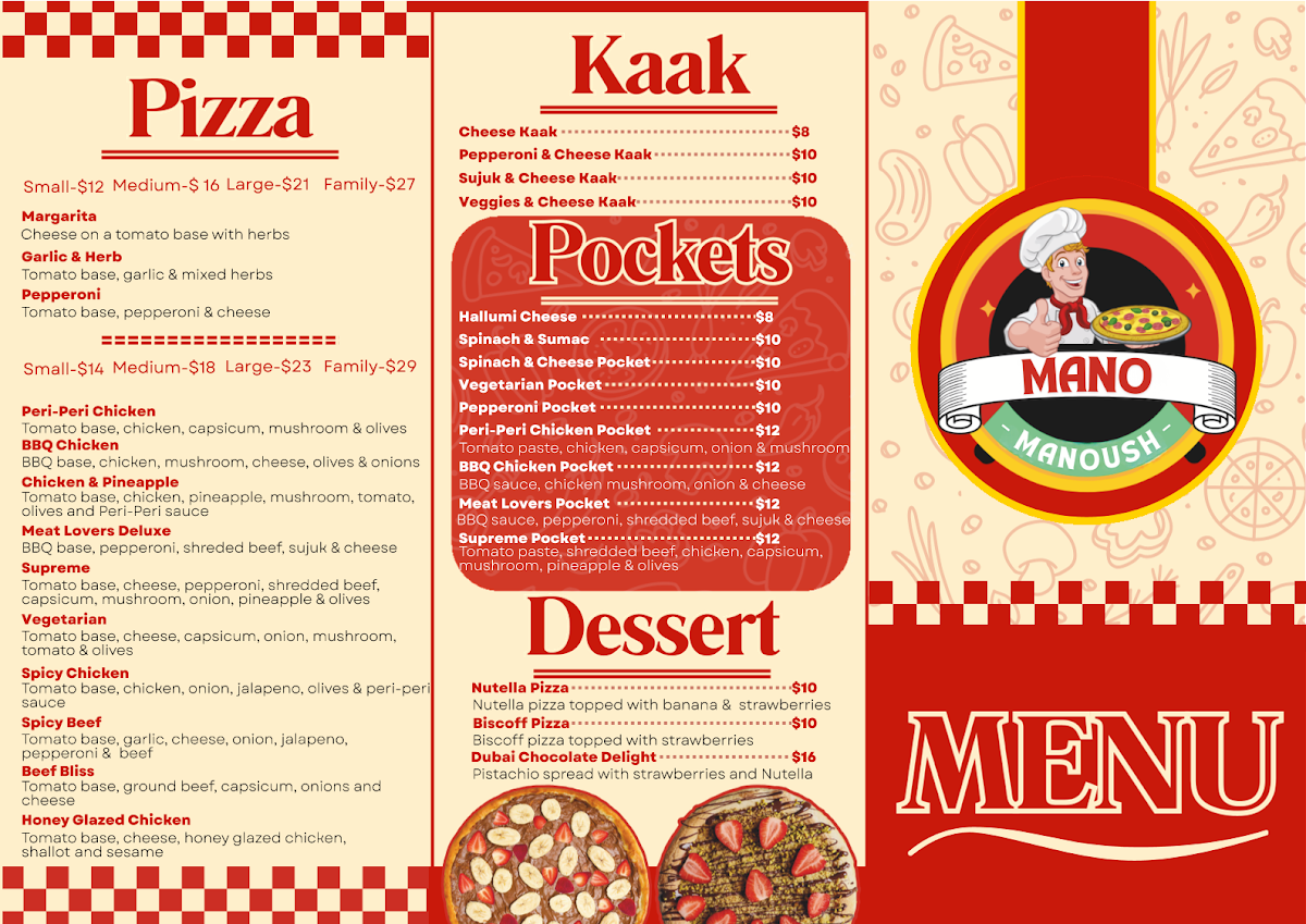 Menu, Mano Manoush