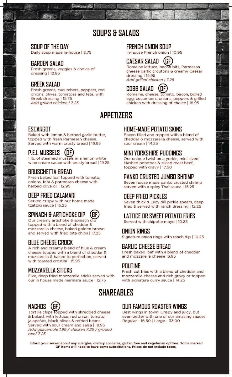 Menu, The Cat & The Fiddle Lindsay