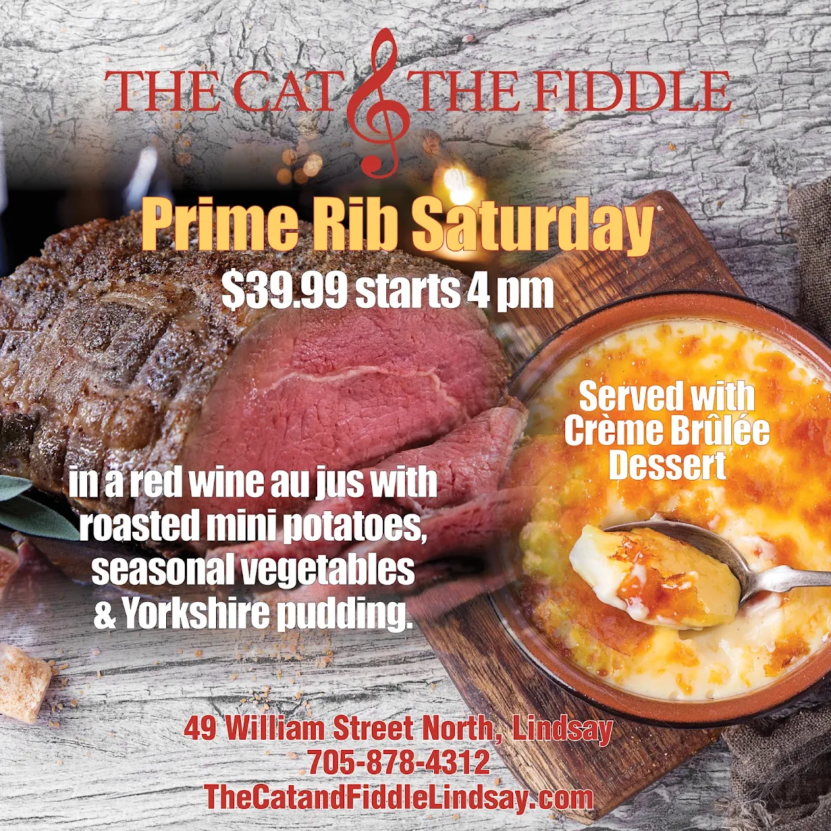 Menu, The Cat & The Fiddle Lindsay