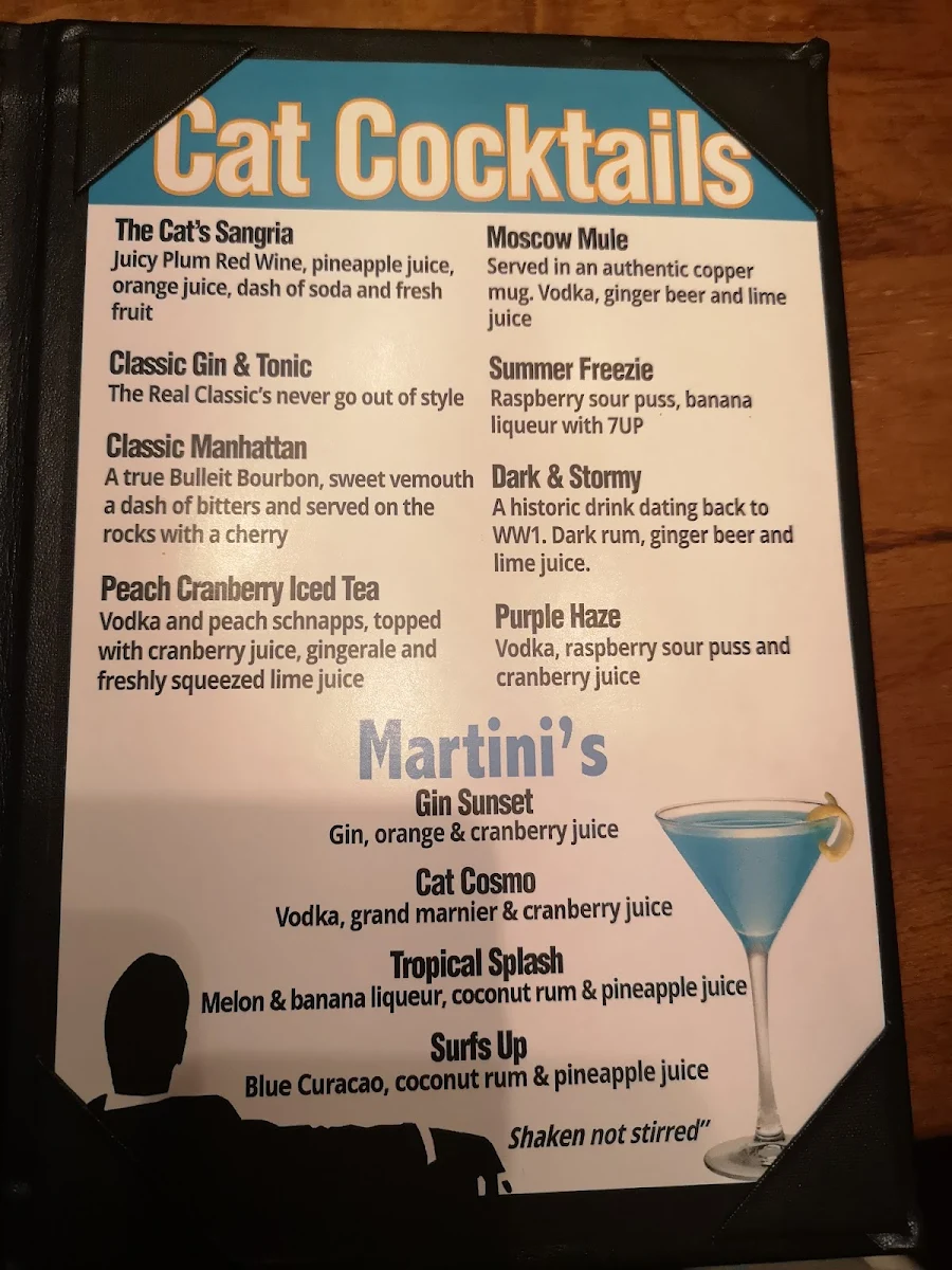 Menu, The Cat & The Fiddle Lindsay