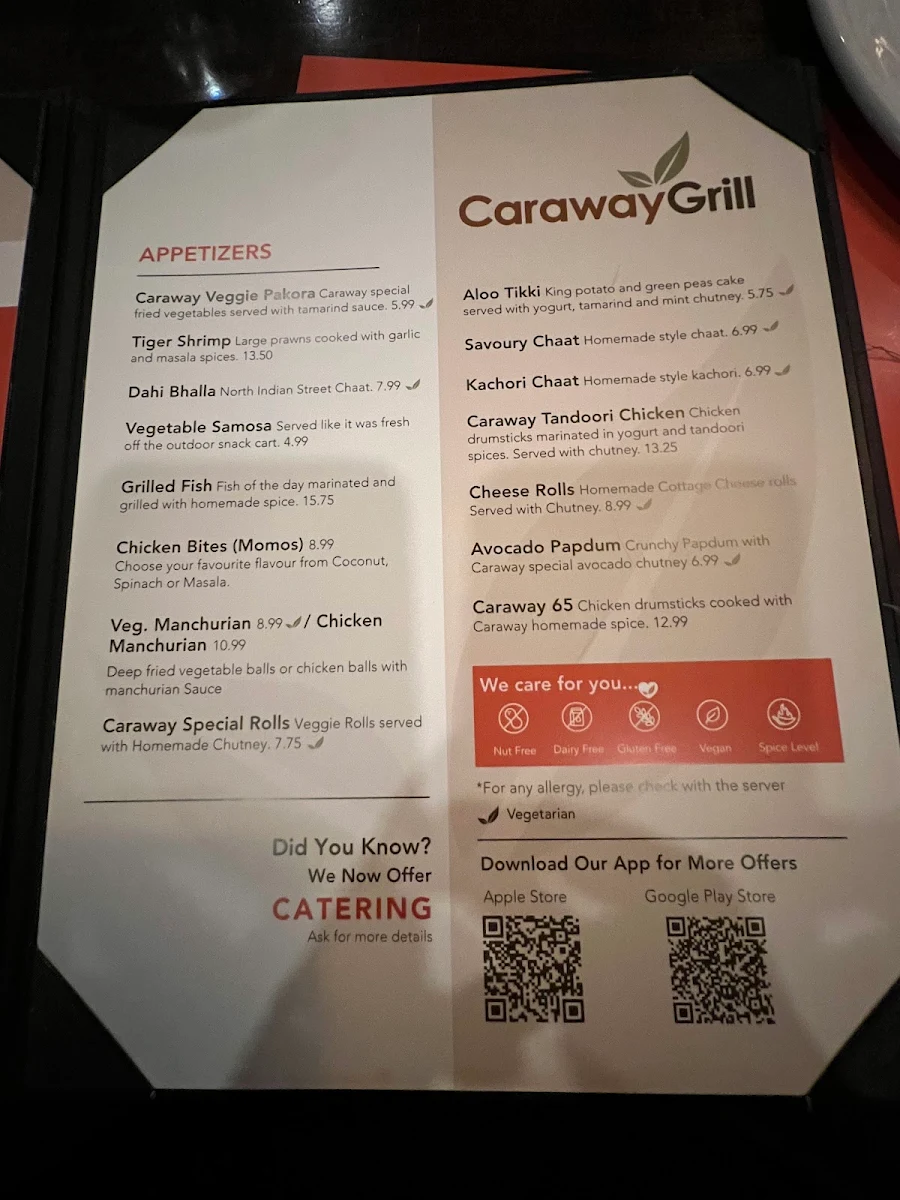 Menu, Caraway Grill - Regina Downtown