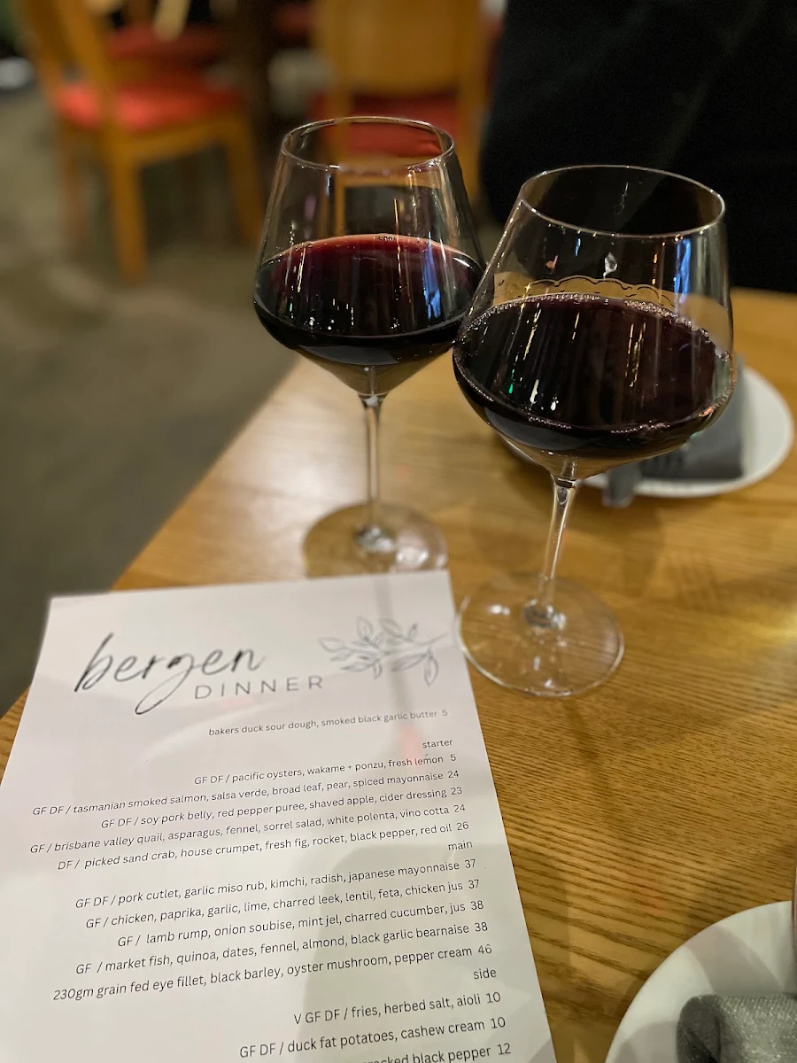 Menu, Bergen Toowoomba