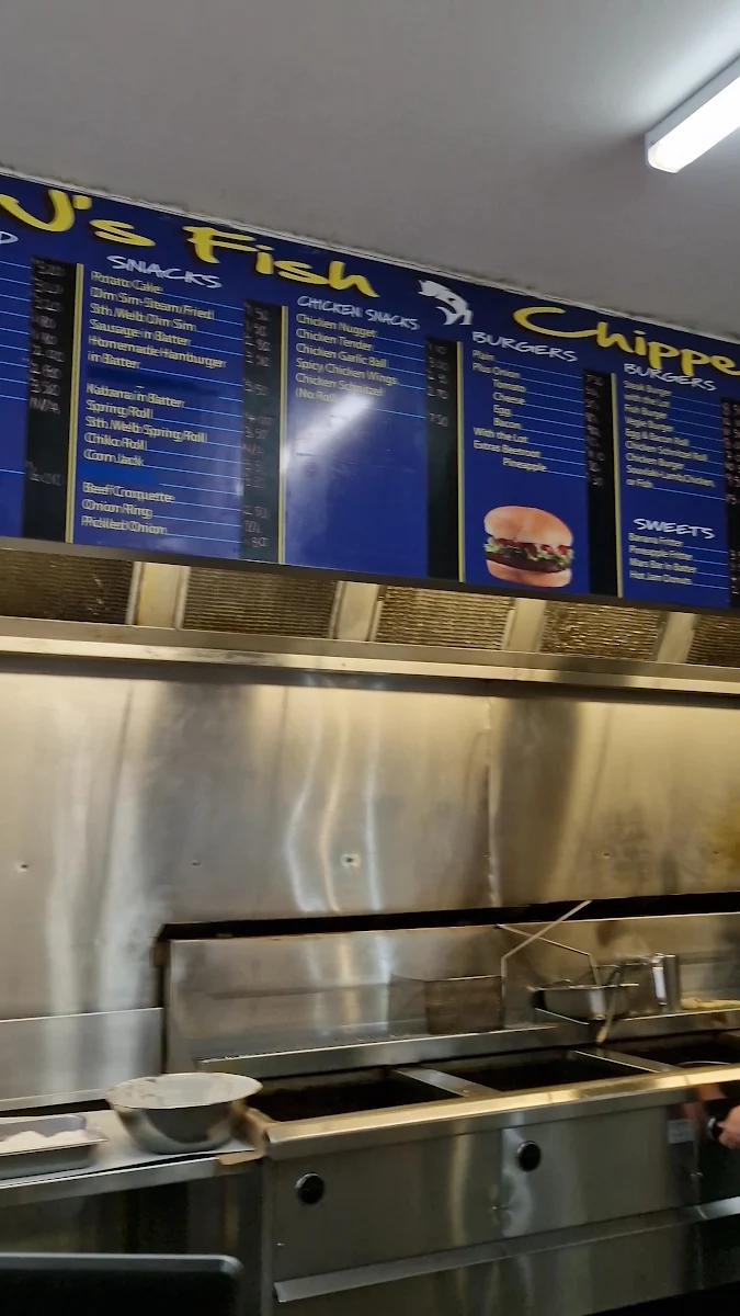 Menu, CJ's Fish & Chippery