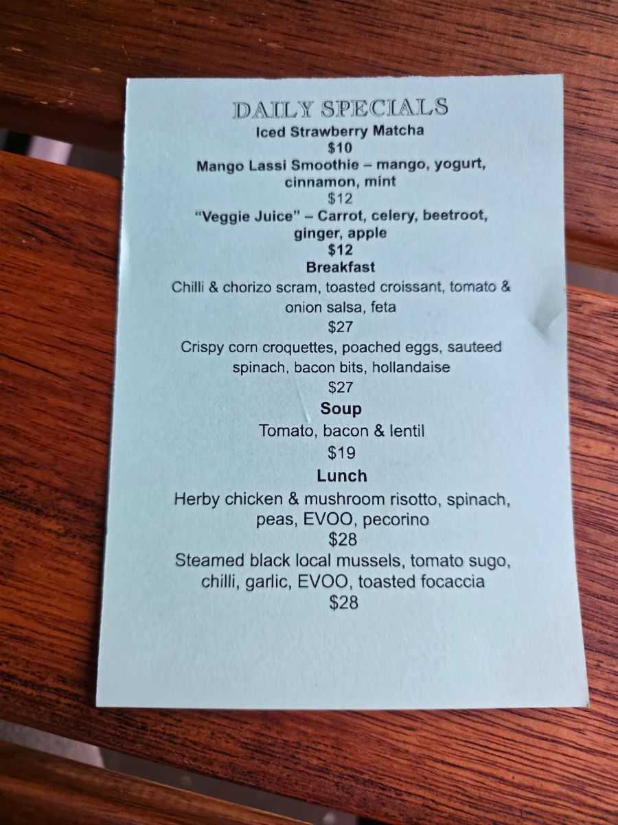 Menu, The Hamptons Bakery