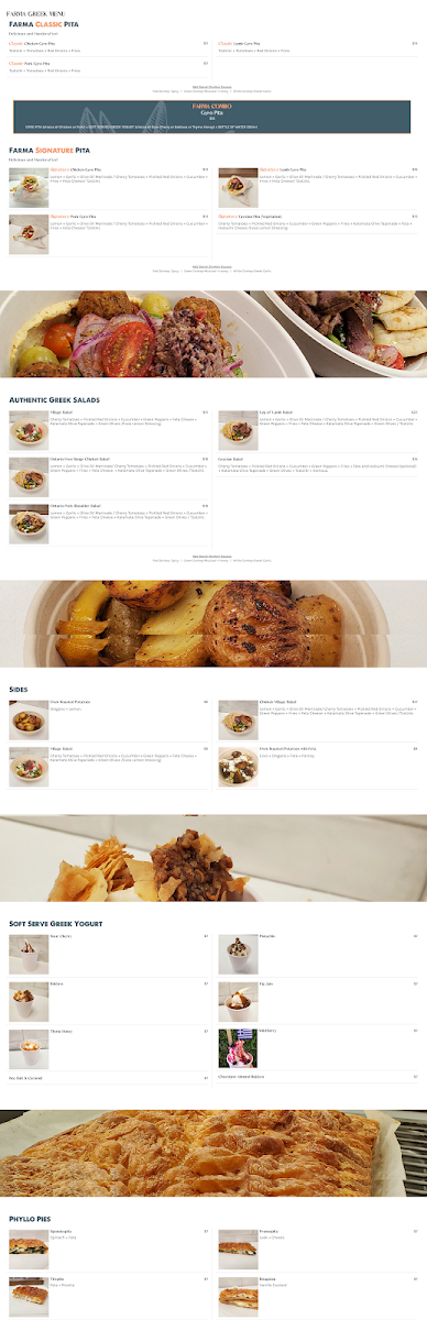 Menu, Farma Greek