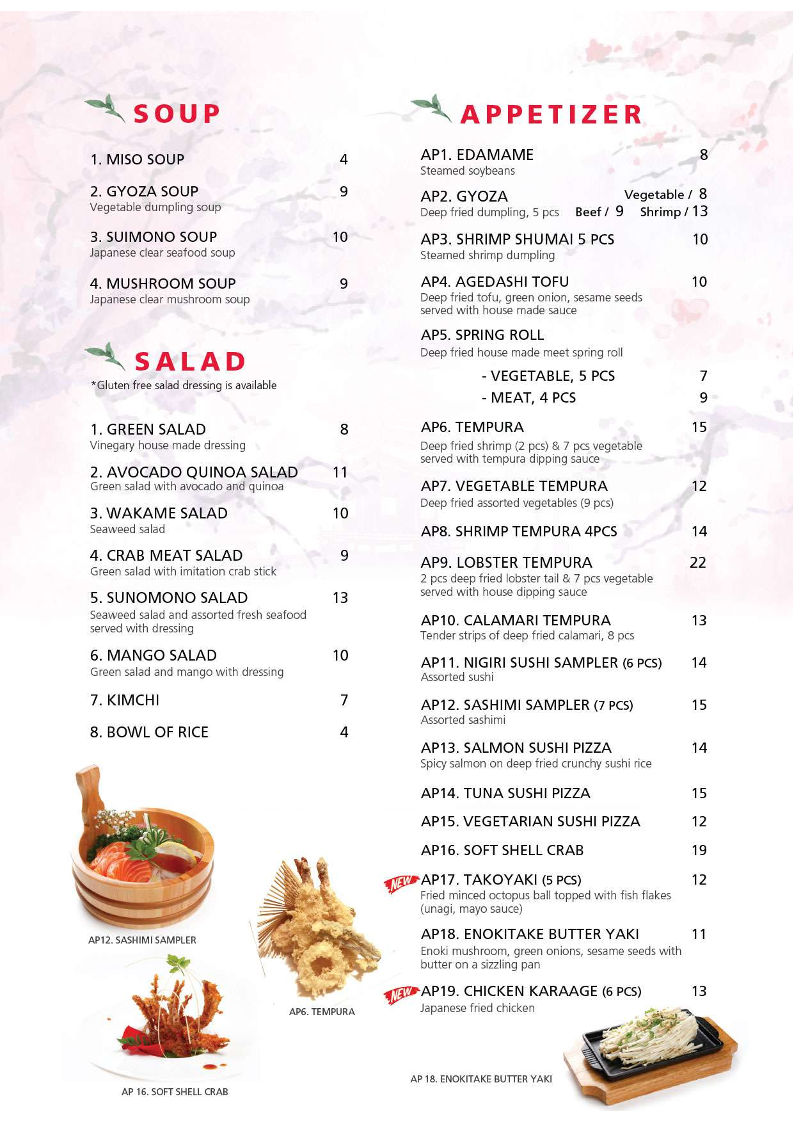 Menu, Mikado Japanese Restaurant