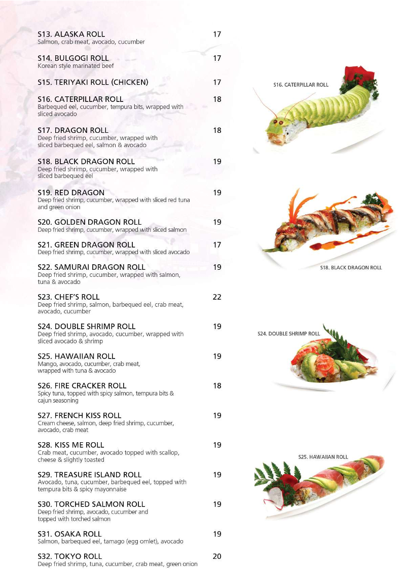 Menu, Mikado Japanese Restaurant