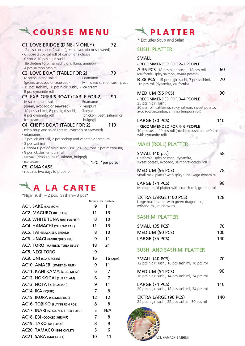 Menu, Mikado Japanese Restaurant