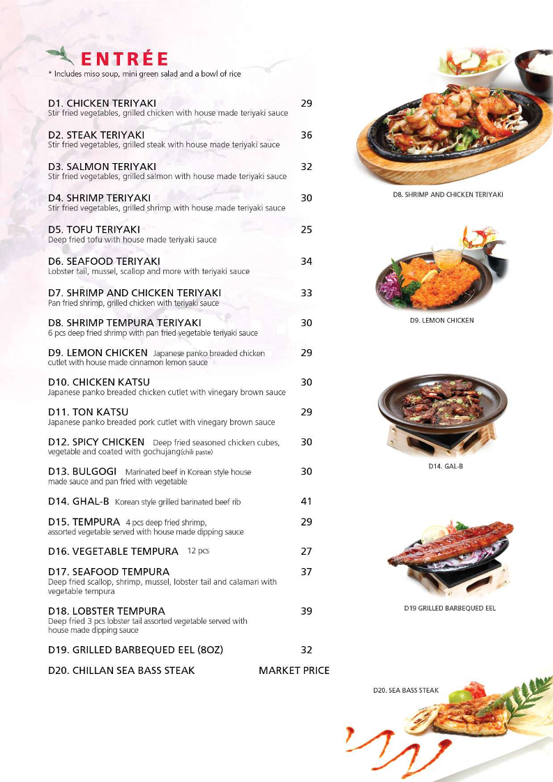 Menu, Mikado Japanese Restaurant