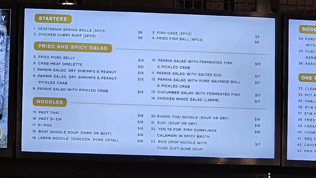 Menu, Chat Thai - The Galeries