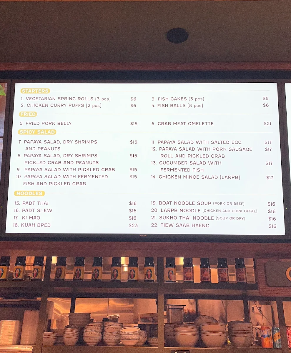 Menu, Chat Thai - The Galeries