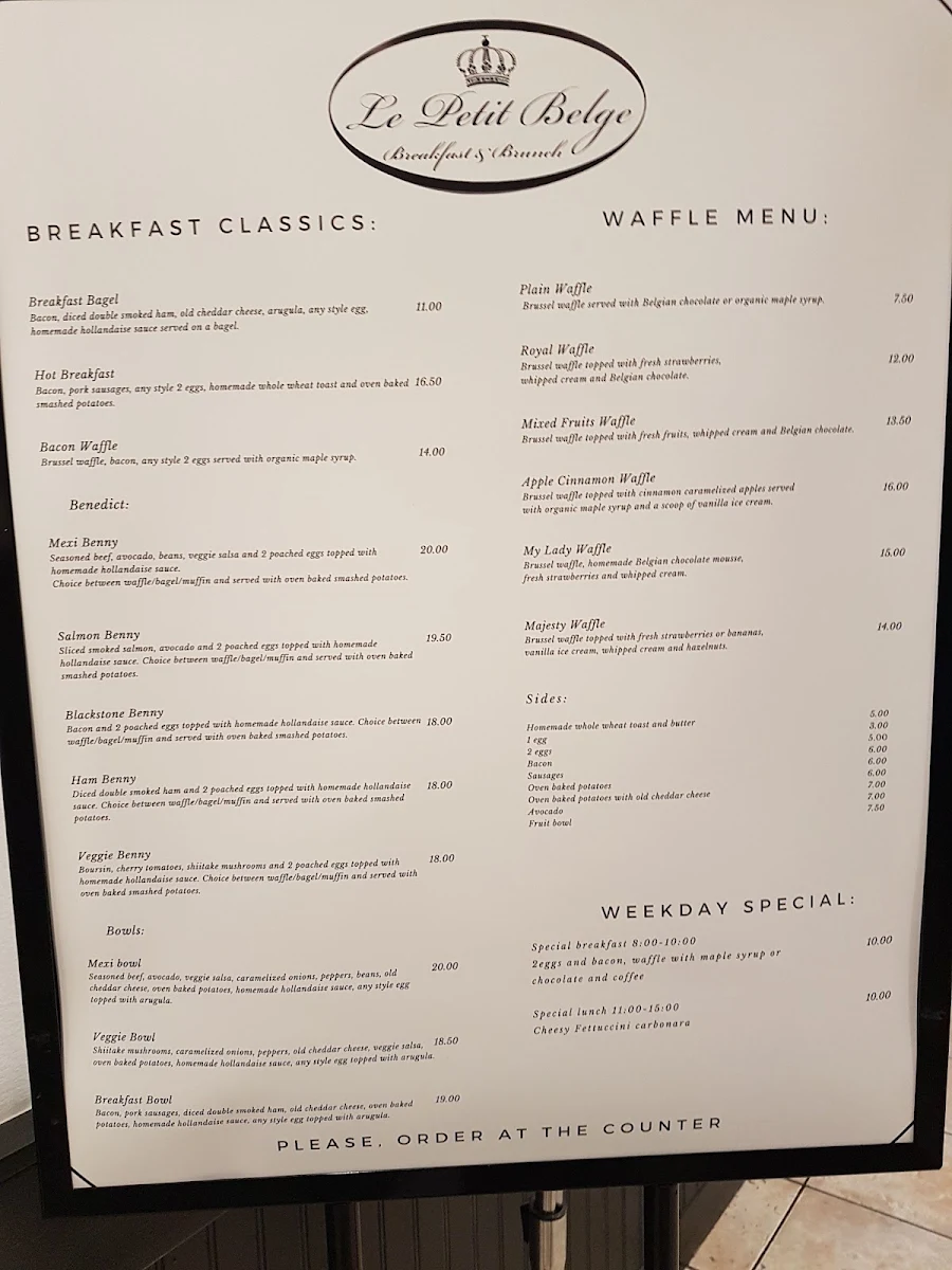 Menu, Le Petit Belge