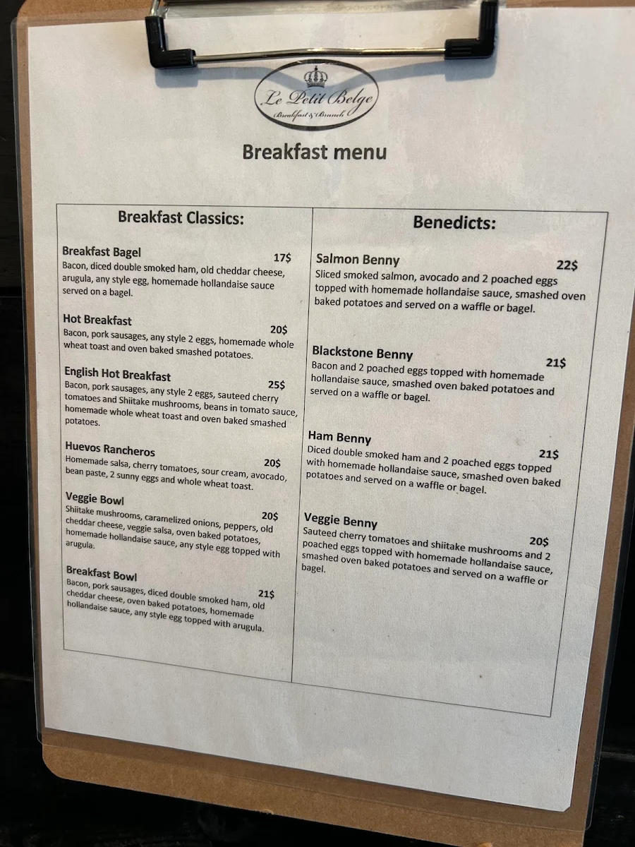 Menu, Le Petit Belge