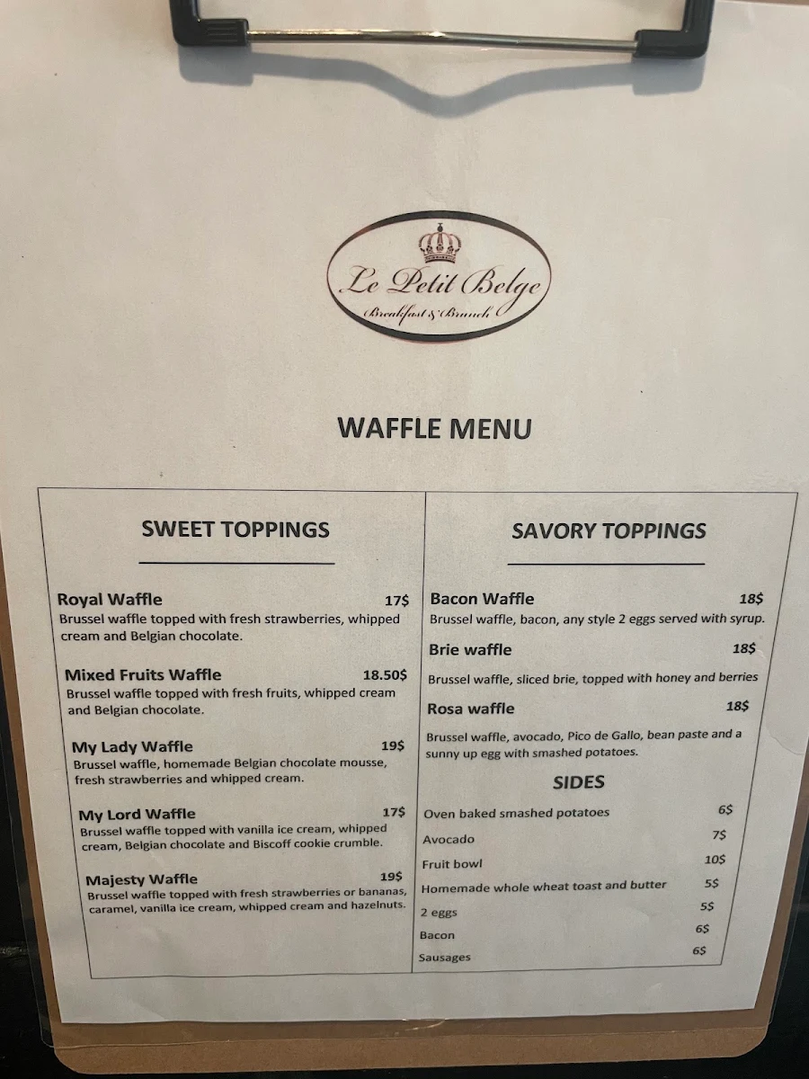 Menu, Le Petit Belge