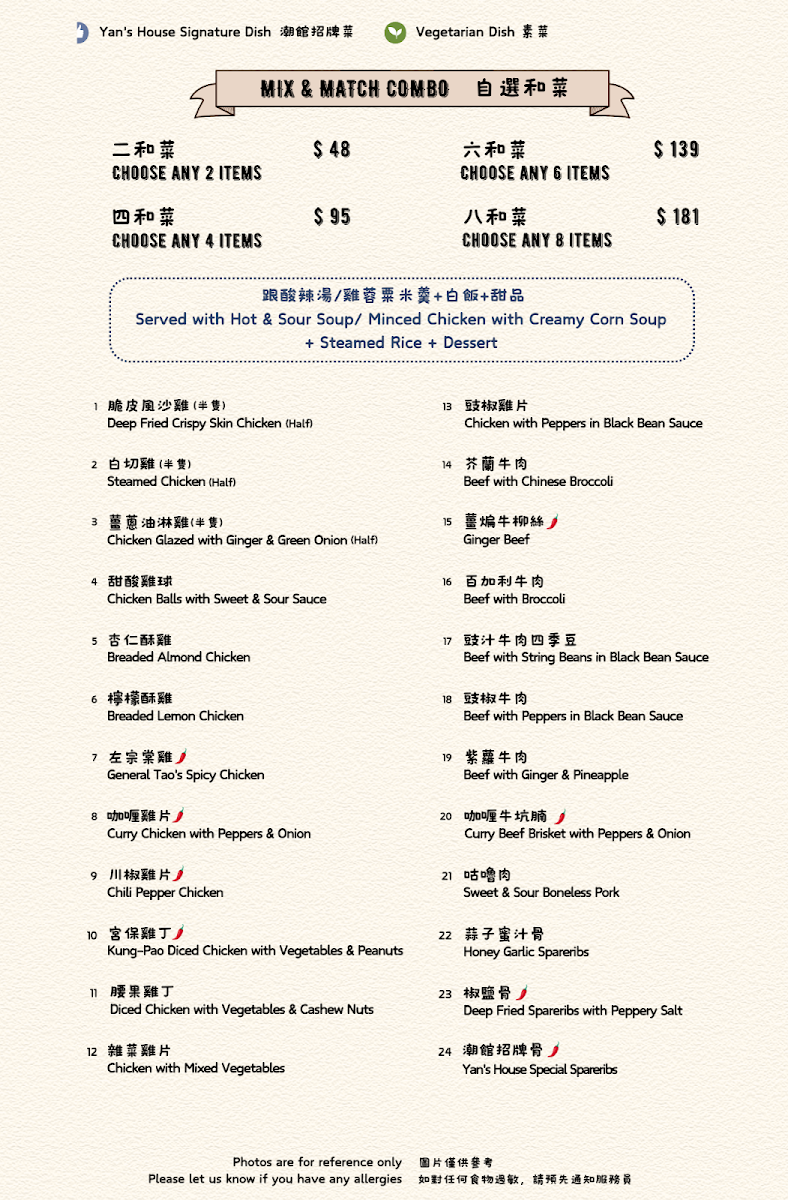 Menu, Yan's House