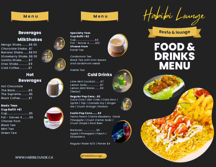 Menu, Habibi Lounge