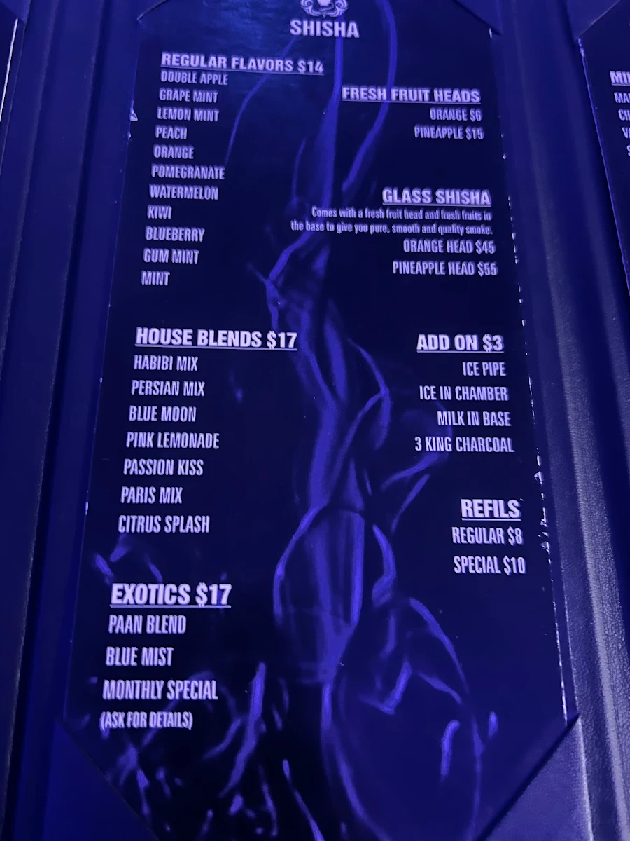 Menu, Habibi Lounge