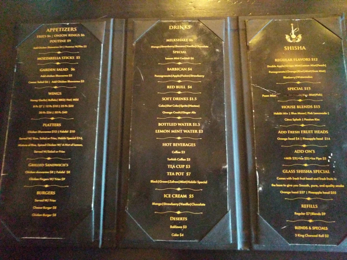 Menu, Habibi Lounge