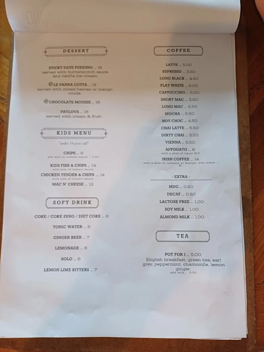 Menu, The Quarters