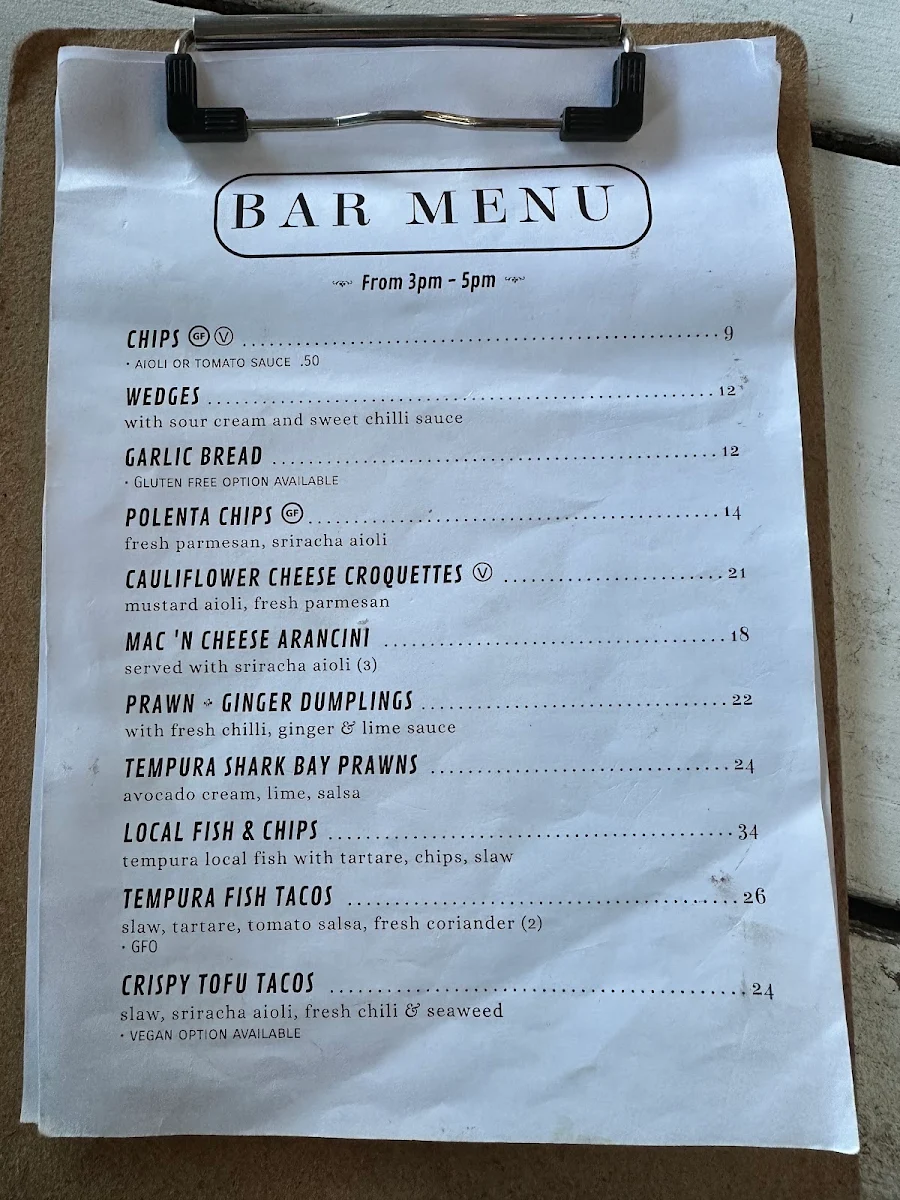 Menu, The Quarters