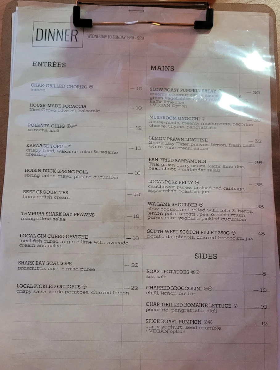 Menu, The Quarters