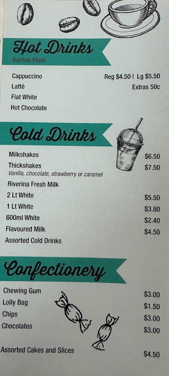 Menu, Westend Sandwich Shop