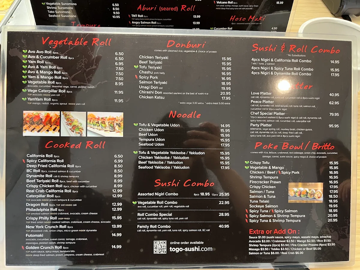 Menu, TOGO SUSHI