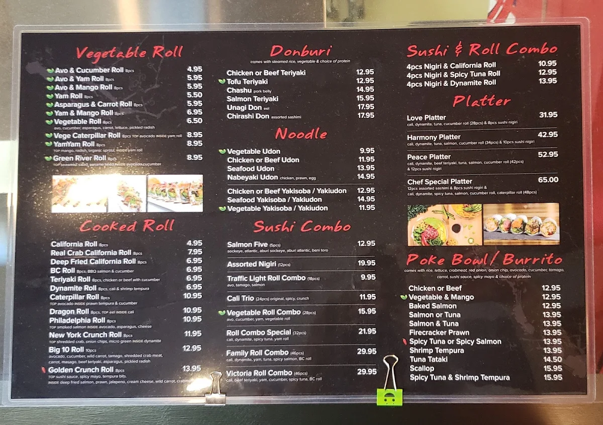 Menu, TOGO SUSHI