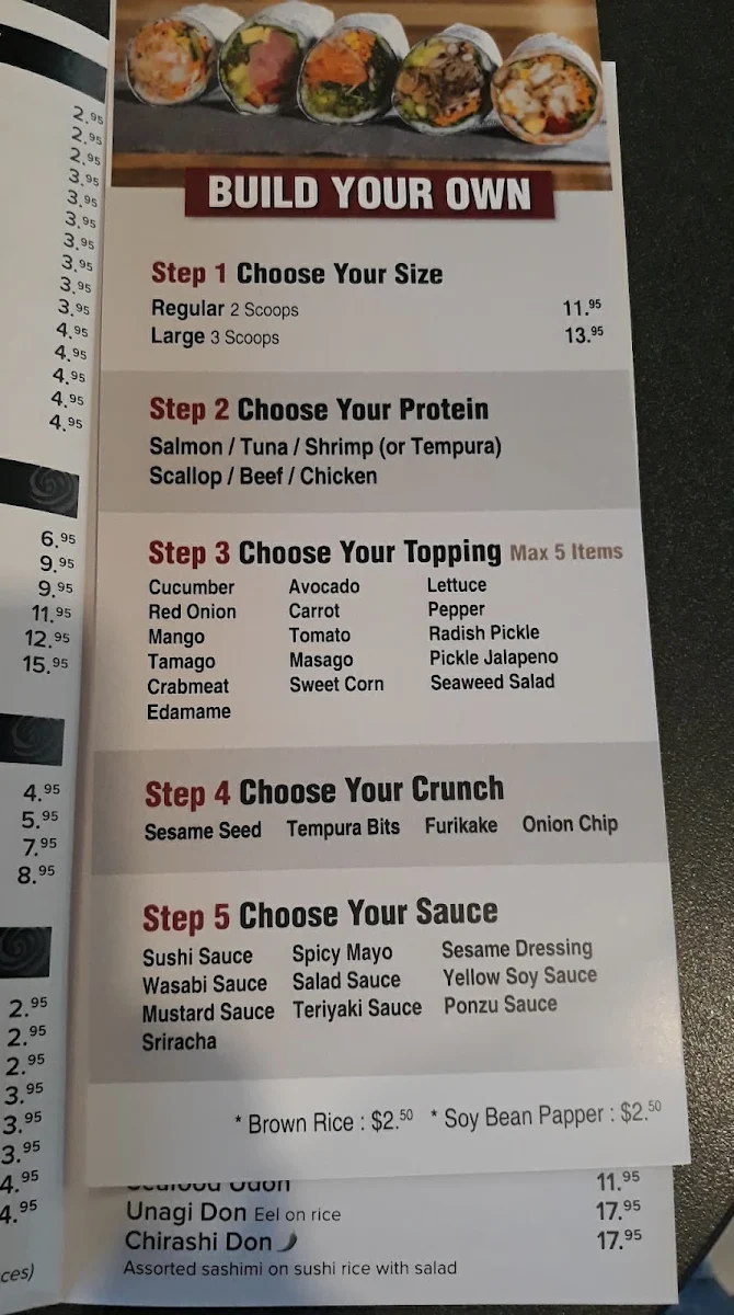 Menu, TOGO SUSHI