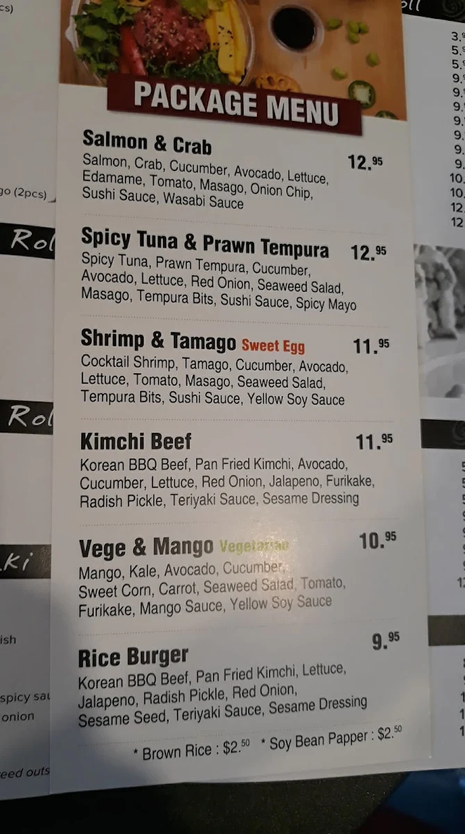 Menu, TOGO SUSHI