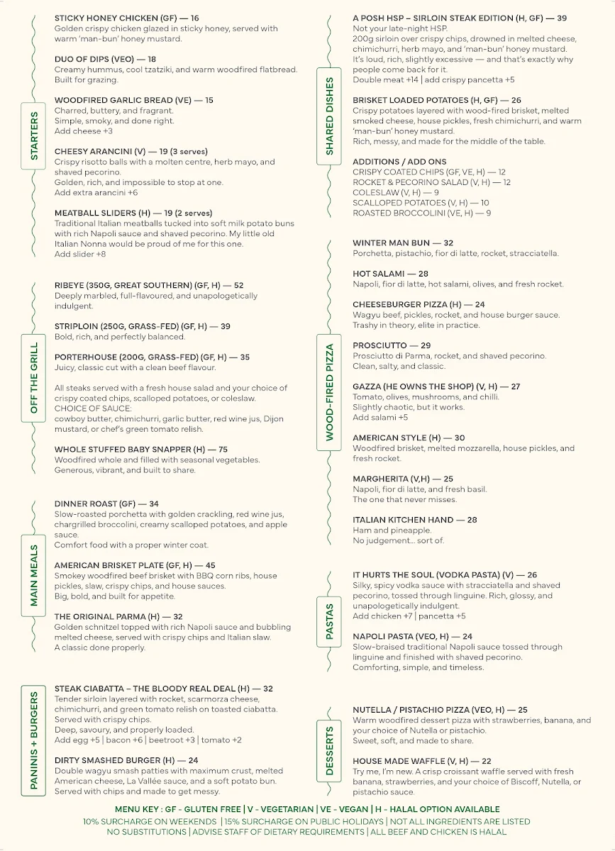 Menu, La Vallee Cafe/Restaurant Essendon