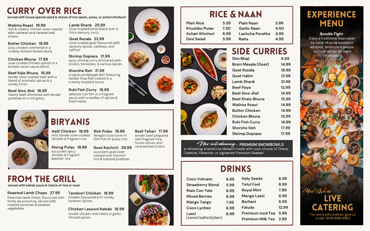 Menu, Premium Sweets
