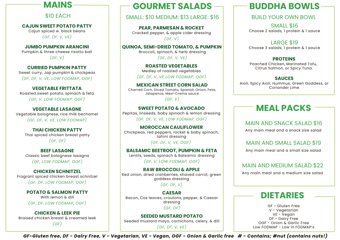 Menu, Crooked Kitchenette