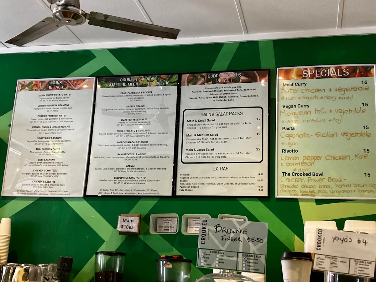 Menu, Crooked Kitchenette