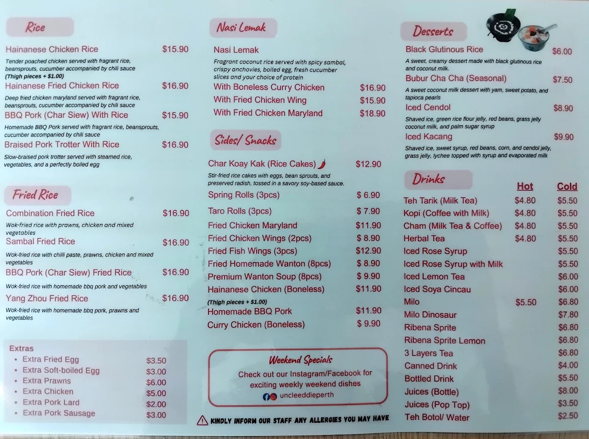 Menu, Uncle Eddie