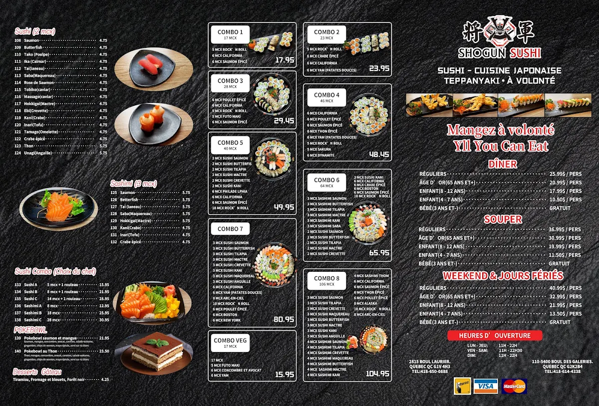 Menu, Shogun Sushi 🍣