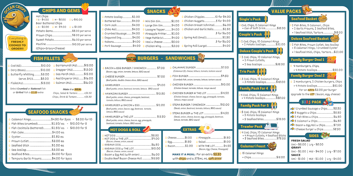 Menu, Goodna Ocean Crispy