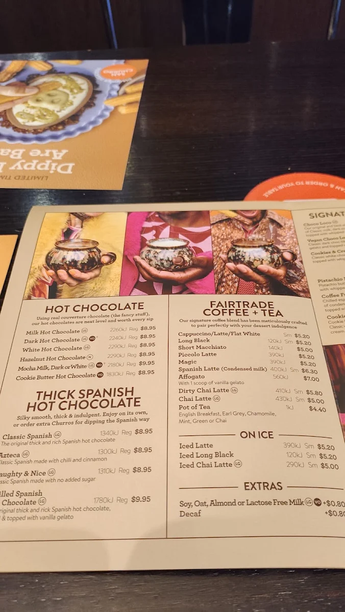 Menu, San Churro Docklands
