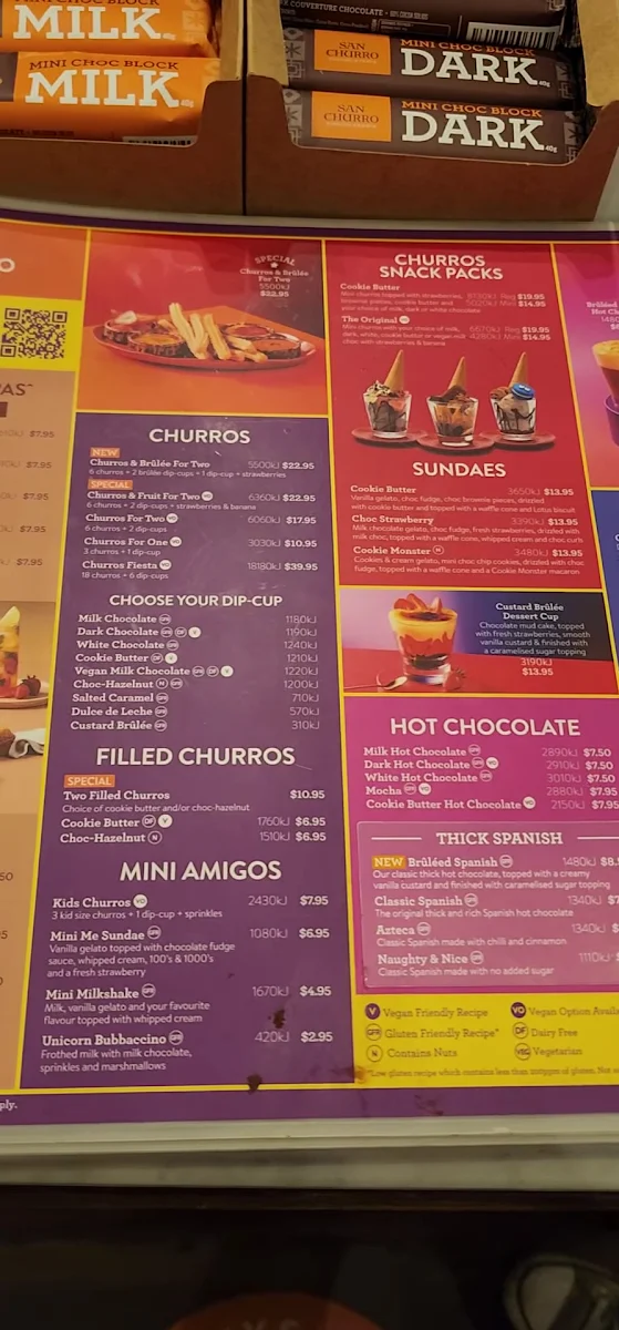 Menu, San Churro Docklands