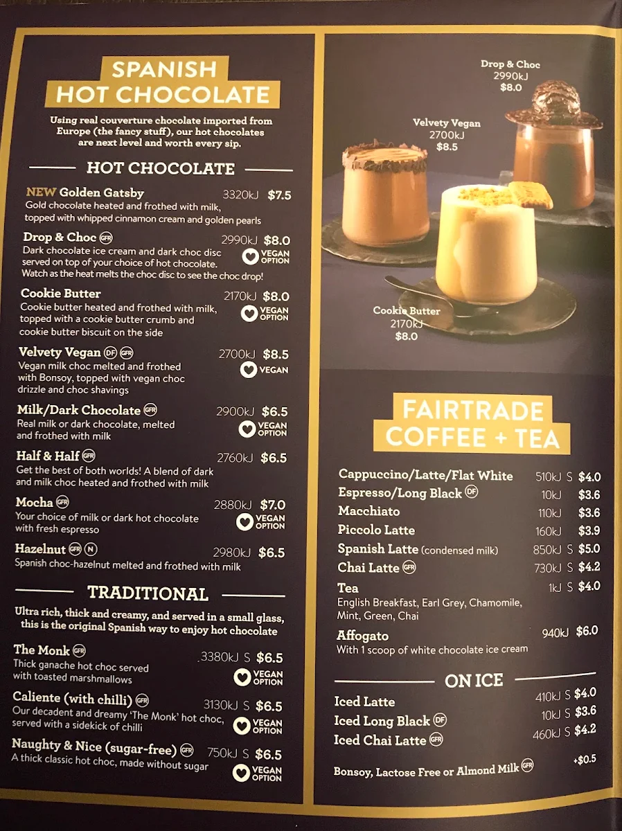 Menu, San Churro Docklands