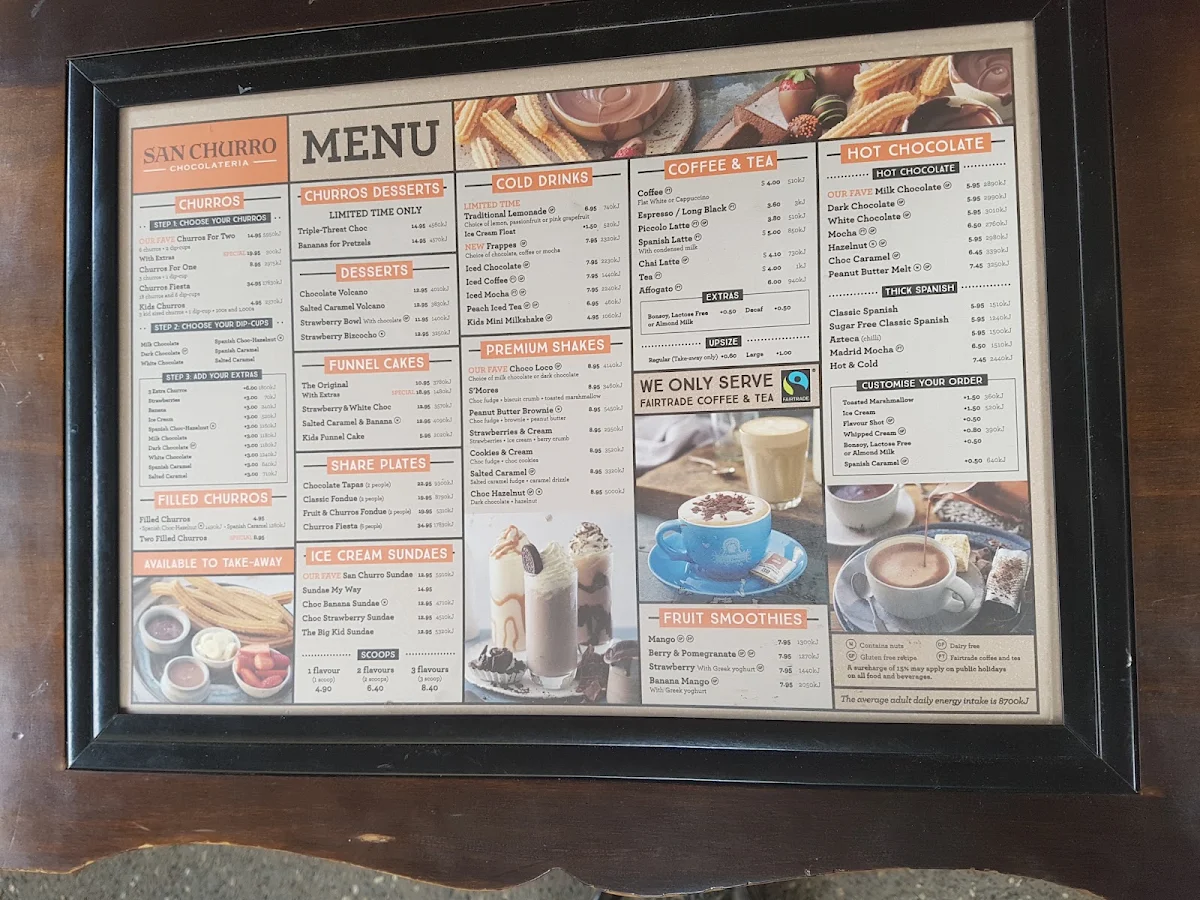 Menu, San Churro Docklands