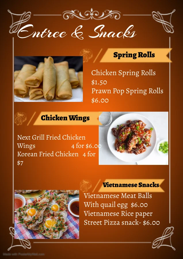 Menu, Next Grill