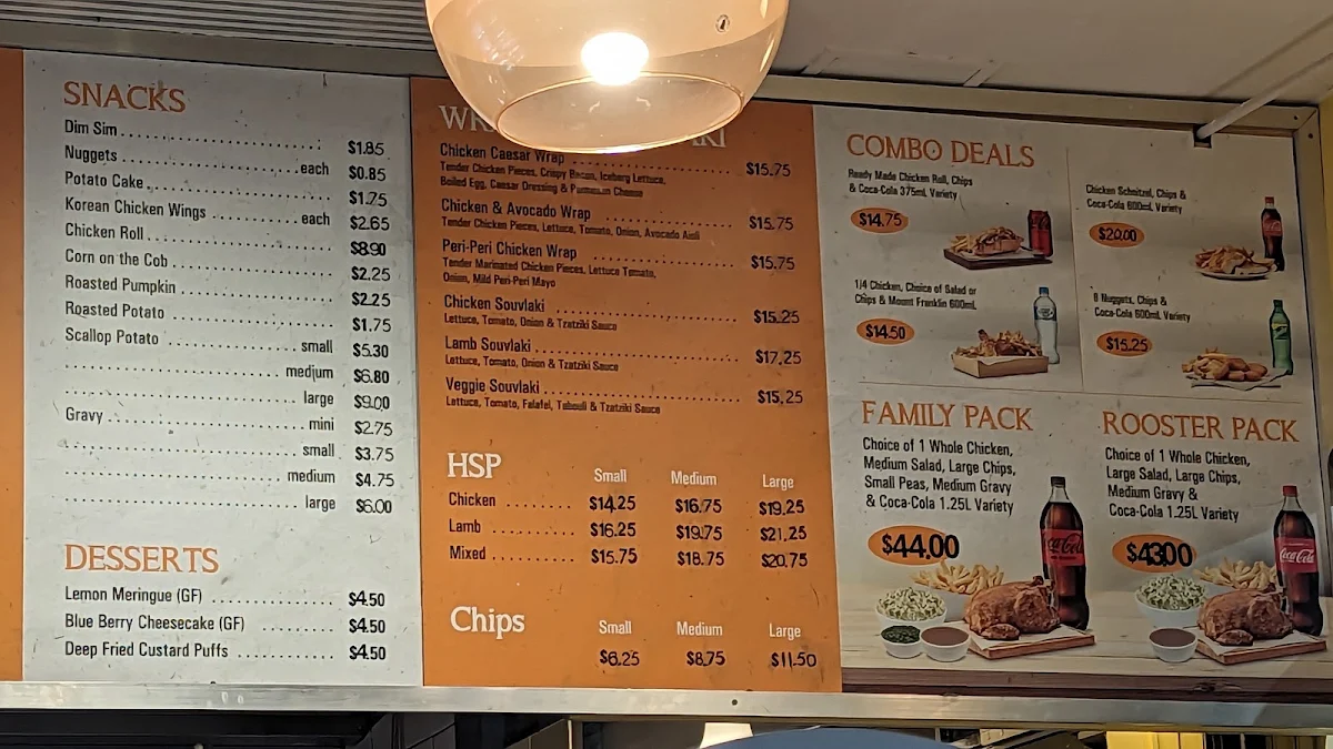 Menu, Bentleigh Free Range Flame Grilled Chicken Plus