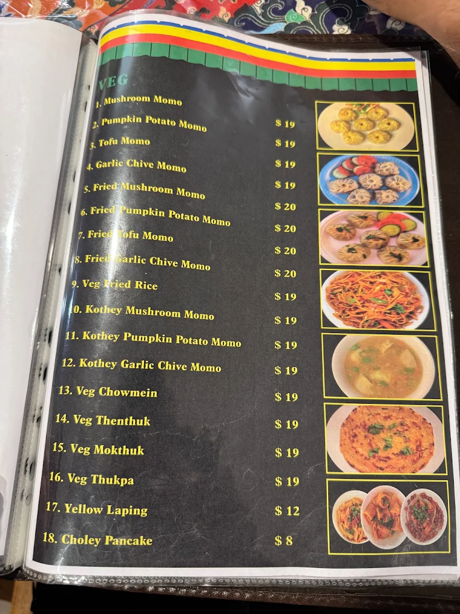 Menu, Tibet Momo Kitchen Byo