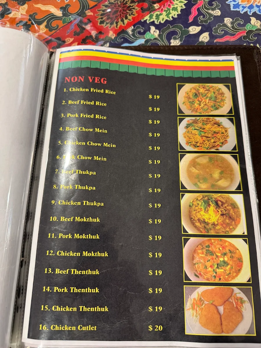 Menu, Tibet Momo Kitchen Byo