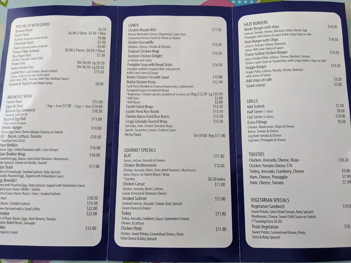 Menu, Purple Haze Espresso Bar